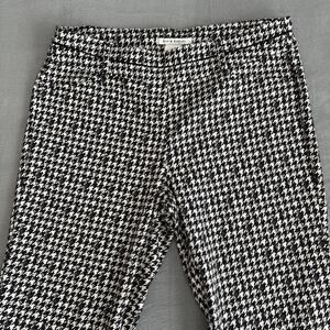 Zac & Rachel Women's Pull-on Pants Checked Black Ivory Houndstooth Size 12